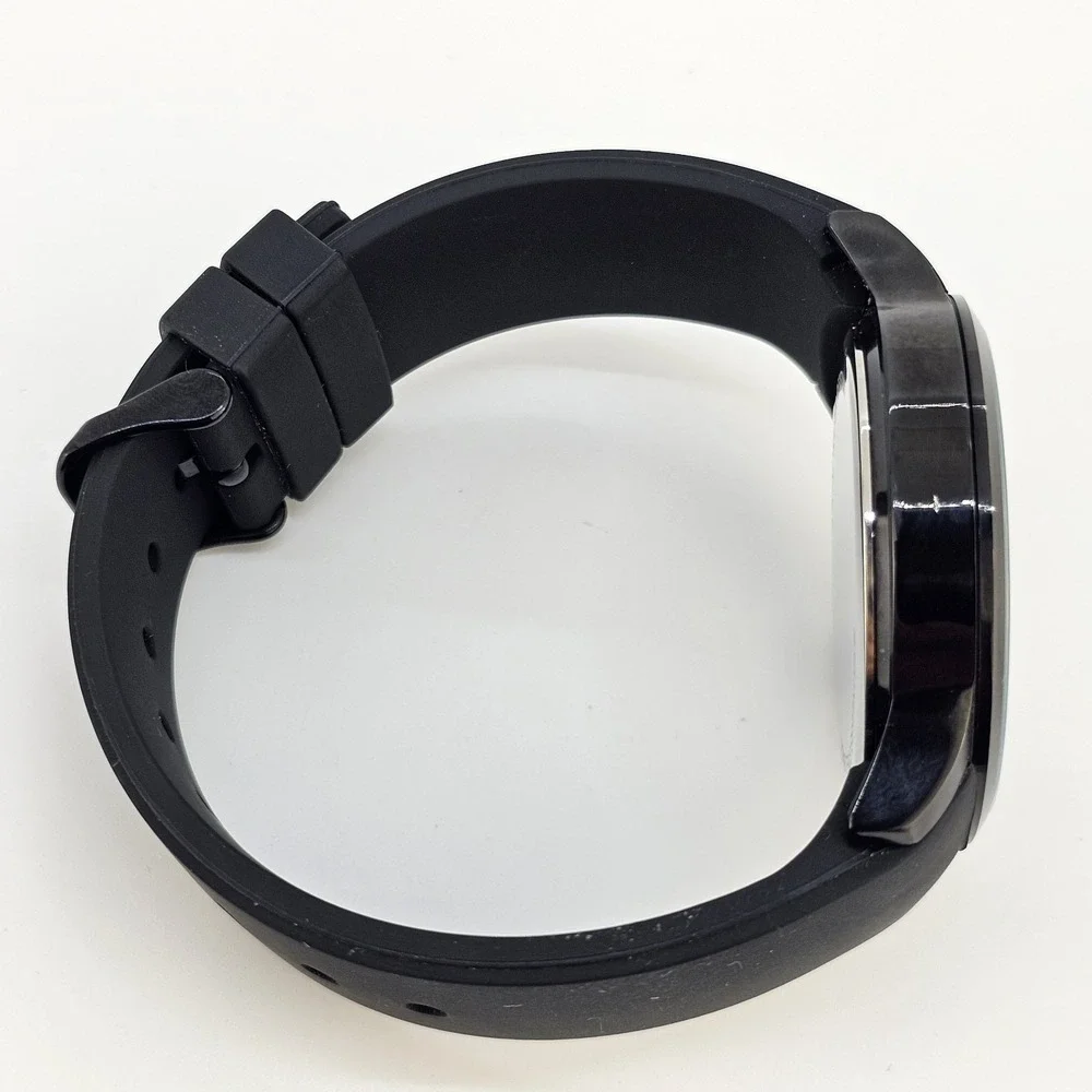 Men's Analog Watch 45MM Black Dial Black Plastic Bands New Battery